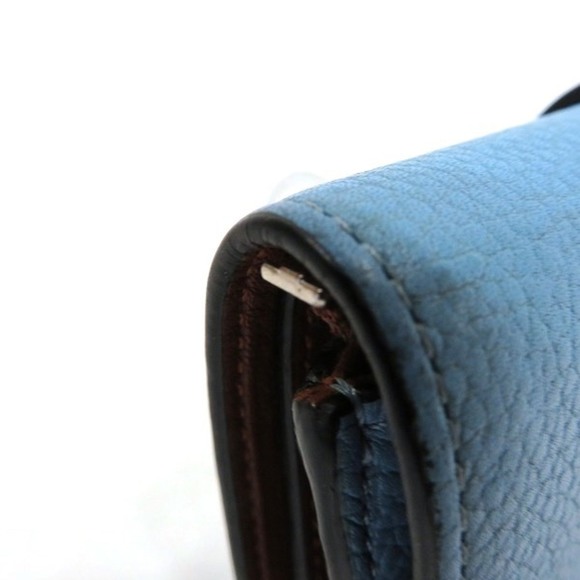 LOEWE Small Vertical Wallet Blue x Black Leather Long 3 Fold Unisex - Picture 3 of 9